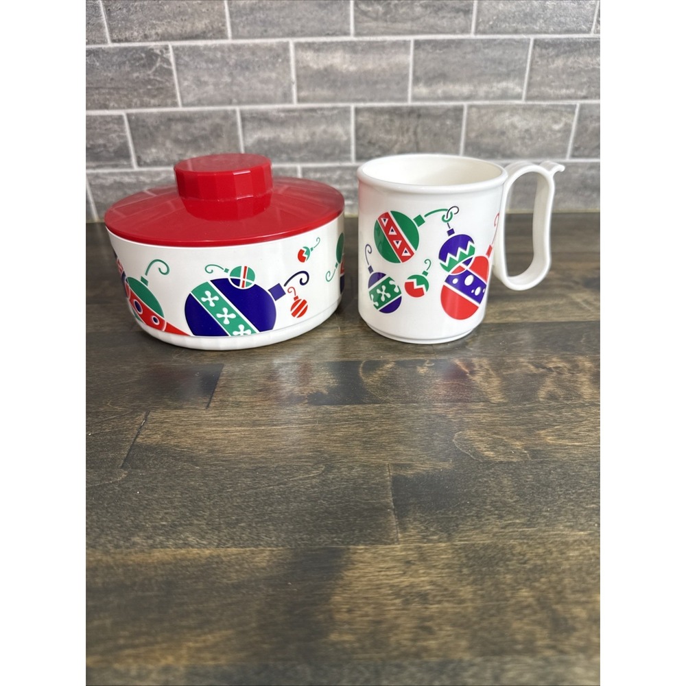 Vintage Tupperware Christmas Candy Dish & Mug Set 2062A 3052A  -NEW-